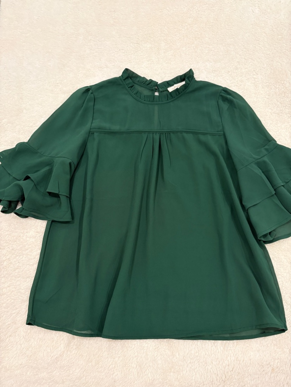 Monteau Emerald Ruffle Sleeve Blouse